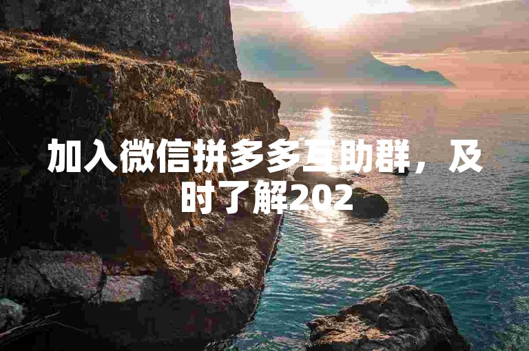 加入微信拼多多互助群，及时了解2025社交电商新趋势动态。