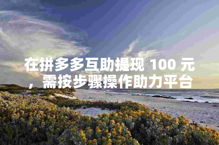 在拼多多互助提现 100 元，需按步骤操作助力平台。