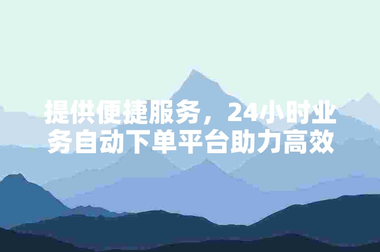 提供便捷服务，24小时业务自动下单平台助力高效完成任务。