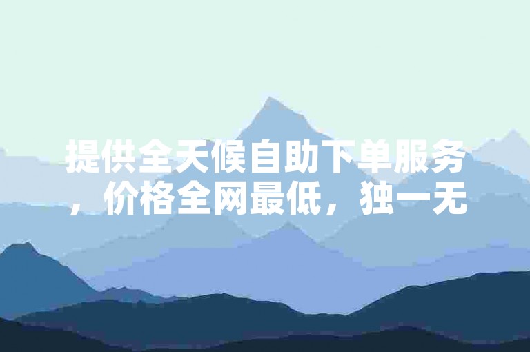 提供全天候自助下单服务，价格全网最低，独一无二。