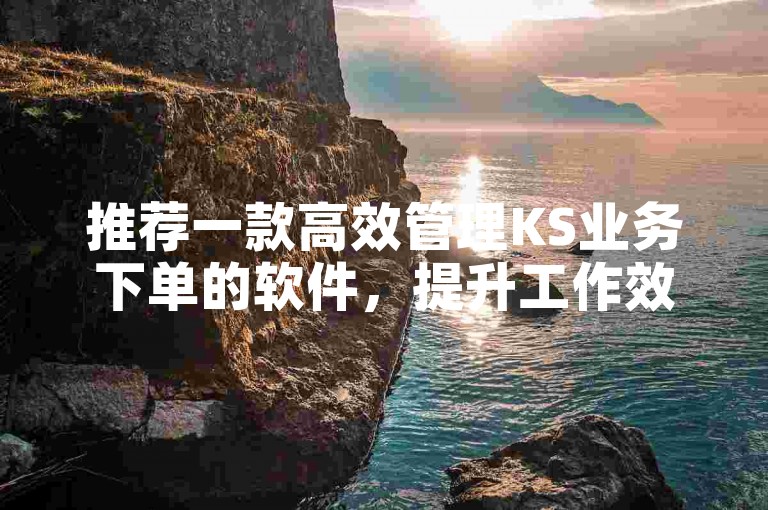 推荐一款高效管理KS业务下单的软件，提升工作效率。