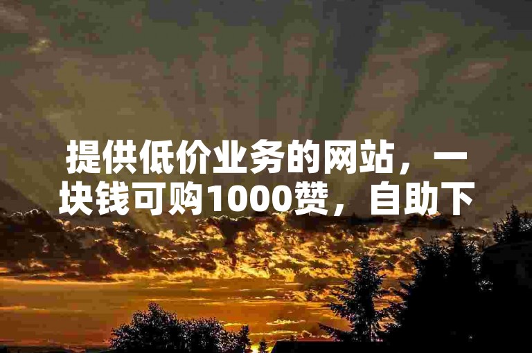 提供低价业务的网站，一块钱可购1000赞，自助下单。