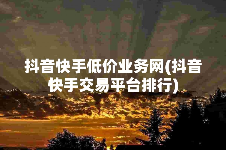 抖音快手低价业务网(抖音快手交易平台排行)