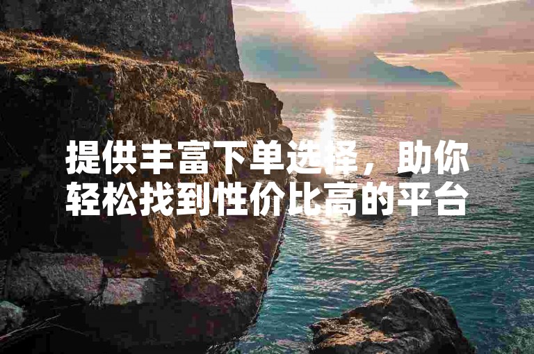 提供丰富下单选择，助你轻松找到性价比高的平台。