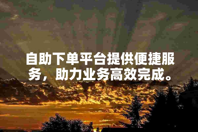 自助下单平台提供便捷服务，助力业务高效完成。