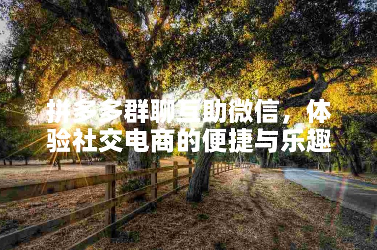 拼多多群聊互助微信，体验社交电商的便捷与乐趣。