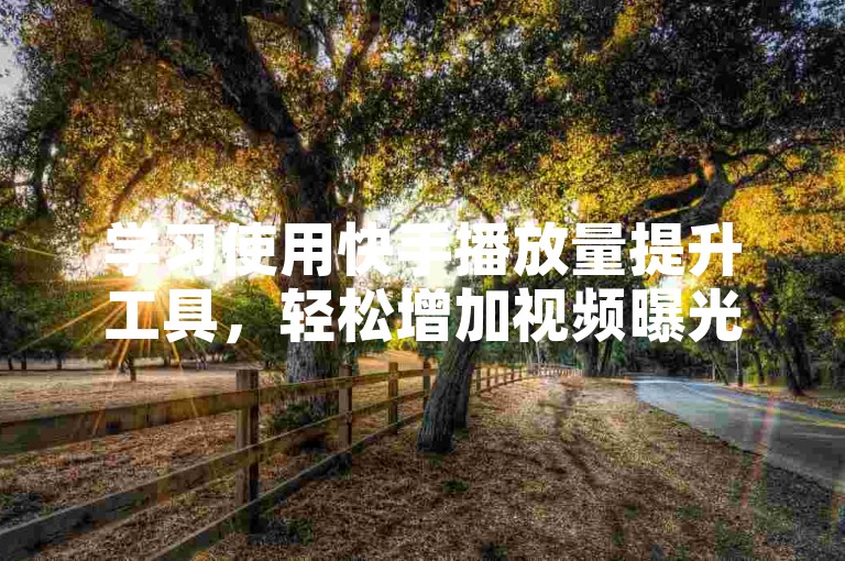 学习使用快手播放量提升工具，轻松增加视频曝光。