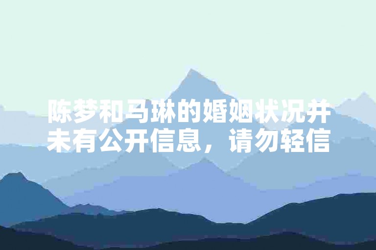 陈梦和马琳的婚姻状况并未有公开信息，请勿轻信不实传闻。