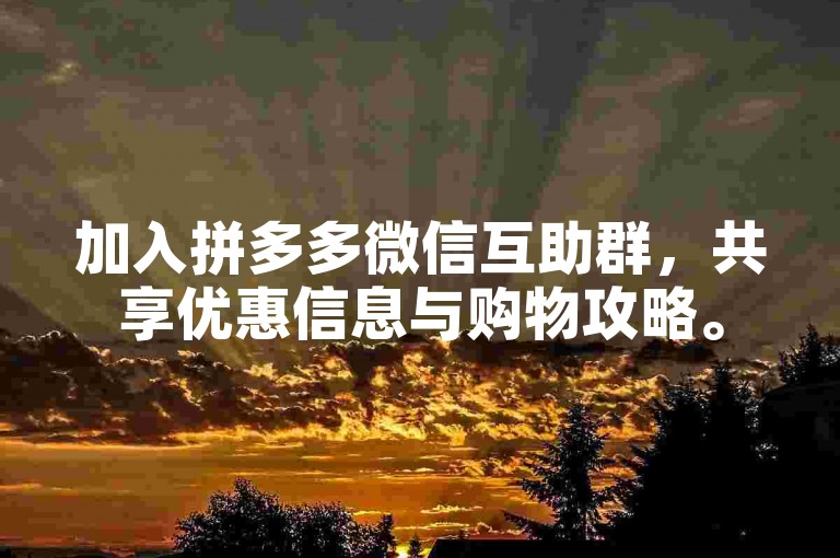 加入拼多多微信互助群，共享优惠信息与购物攻略。