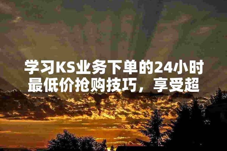 学习KS业务下单的24小时最低价抢购技巧，享受超值优惠。