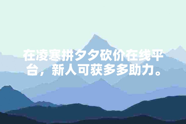 在凌寒拼夕夕砍价在线平台，新人可获多多助力。