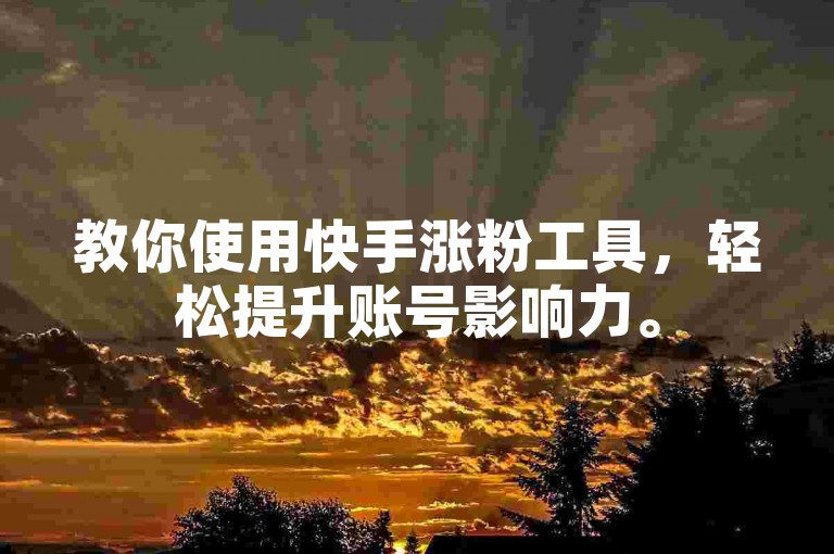 教你使用快手涨粉工具，轻松提升账号影响力。
