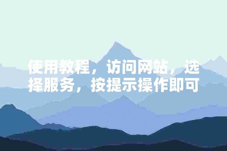 使用教程，访问网站，选择服务，按提示操作即可自助下单。