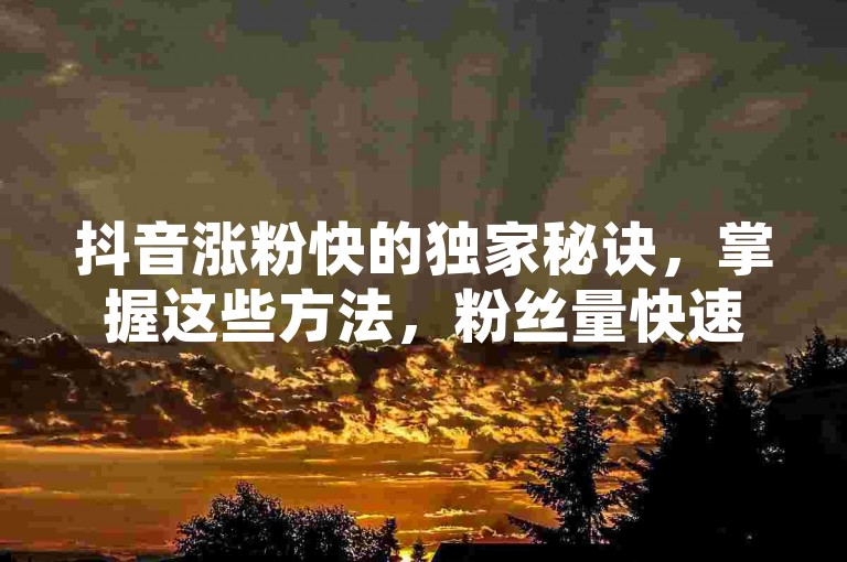 抖音涨粉快的独家秘诀，掌握这些方法，粉丝量快速攀升！