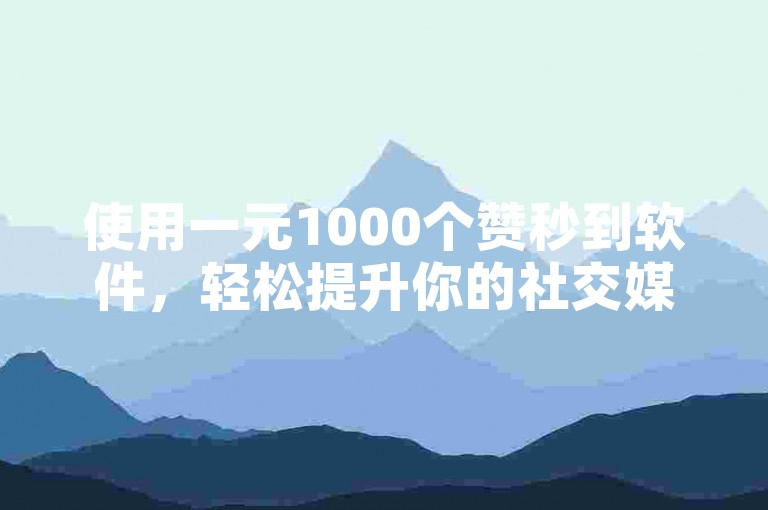 使用一元1000个赞秒到软件，轻松提升你的社交媒体影响力。