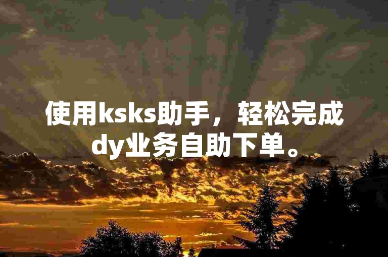 使用ksks助手，轻松完成dy业务自助下单。