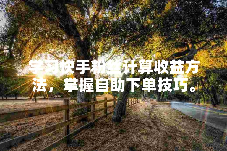 学习快手粉丝计算收益方法，掌握自助下单技巧。
