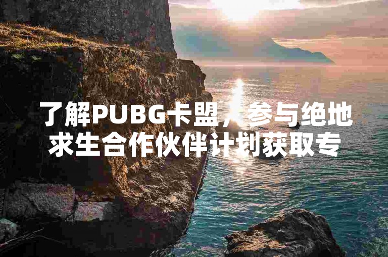 了解PUBG卡盟，参与绝地求生合作伙伴计划获取专属福利。