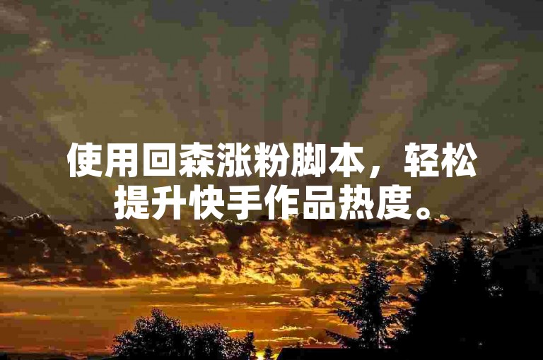 使用回森涨粉脚本，轻松提升快手作品热度。