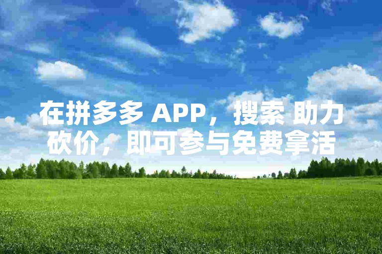 在拼多多 APP，搜索 助力砍价，即可参与免费拿活动。