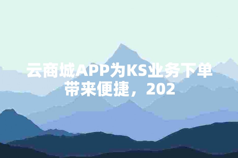云商城APP为KS业务下单带来便捷，2025年值得学习！