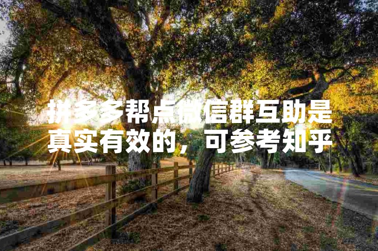 拼多多帮点微信群互助是真实有效的，可参考知乎文章。