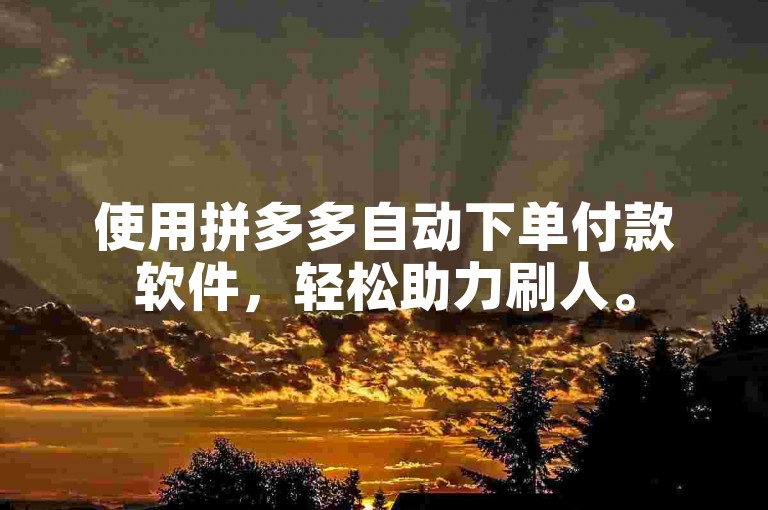 使用拼多多自动下单付款软件，轻松助力刷人。
