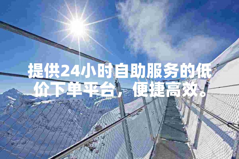 提供24小时自助服务的低价下单平台，便捷高效。