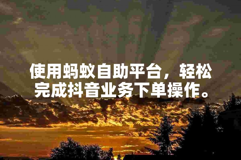 使用蚂蚁自助平台，轻松完成抖音业务下单操作。