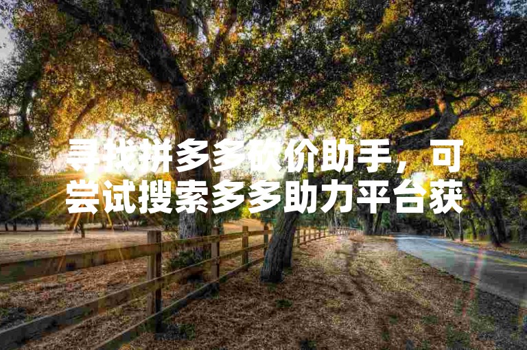 寻找拼多多砍价助手，可尝试搜索多多助力平台获取帮助。