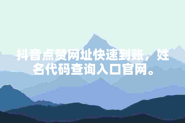 抖音点赞网址快速到账，姓名代码查询入口官网。