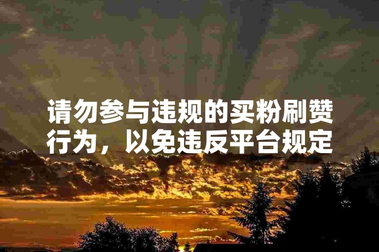请勿参与违规的买粉刷赞行为，以免违反平台规定。