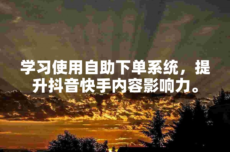 学习使用自助下单系统，提升抖音快手内容影响力。
