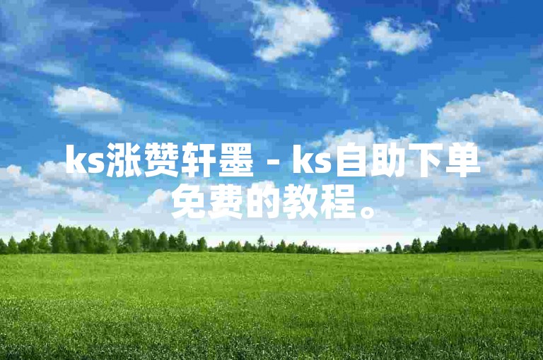 ks涨赞轩墨 - ks自助下单免费的教程。