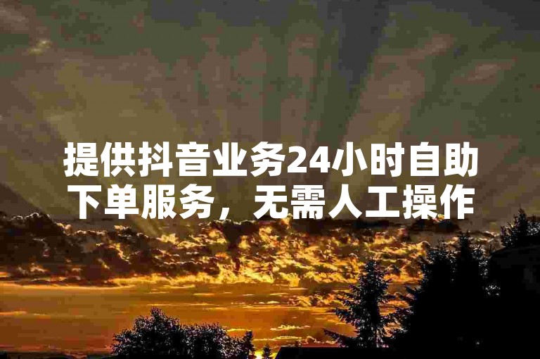 提供抖音业务24小时自助下单服务，无需人工操作。