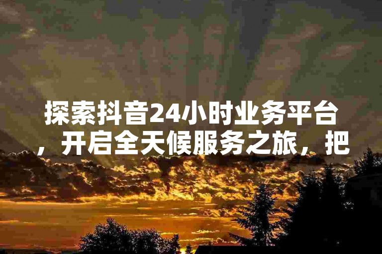 探索抖音24小时业务平台，开启全天候服务之旅，把握商机无限！