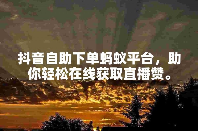 抖音自助下单蚂蚁平台，助你轻松在线获取直播赞。