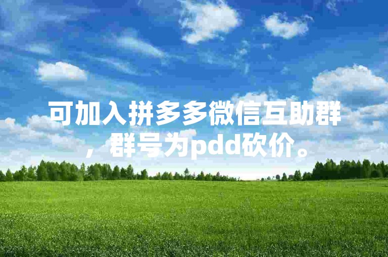 可加入拼多多微信互助群，群号为pdd砍价。