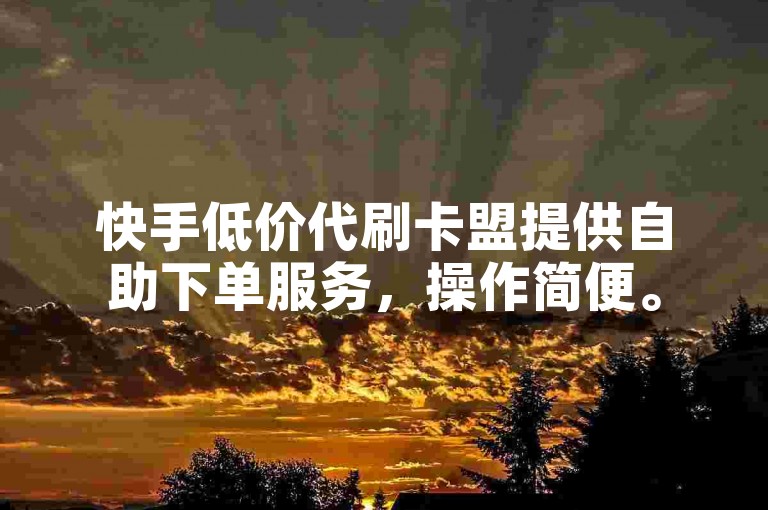 快手低价代刷卡盟提供自助下单服务，操作简便。