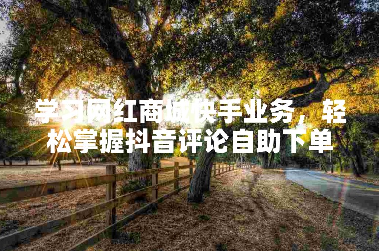 学习网红商城快手业务，轻松掌握抖音评论自助下单技巧。