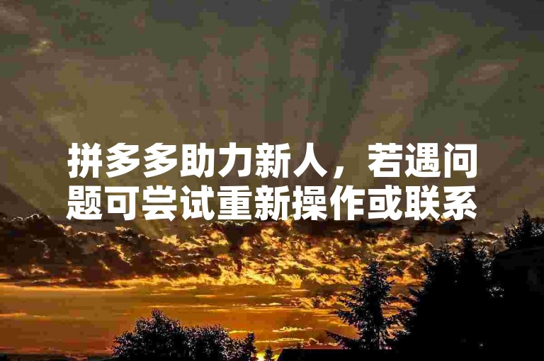 拼多多助力新人，若遇问题可尝试重新操作或联系客服。