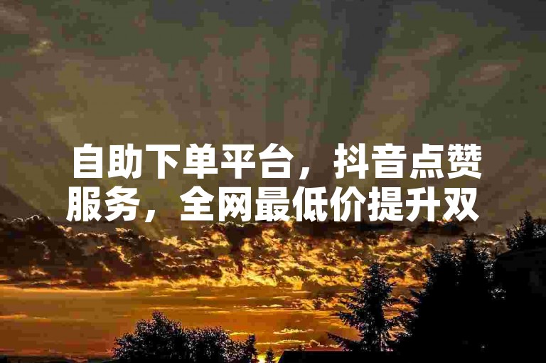 自助下单平台，抖音点赞服务，全网最低价提升双击量。