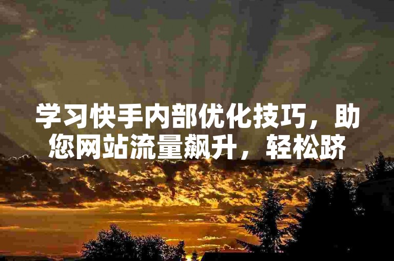学习快手内部优化技巧，助您网站流量飙升，轻松跻身热门榜单！