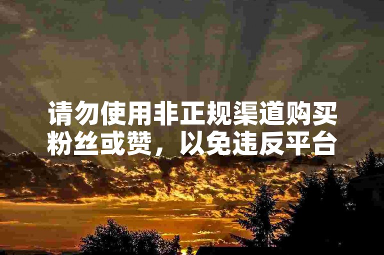 请勿使用非正规渠道购买粉丝或赞，以免违反平台规定。