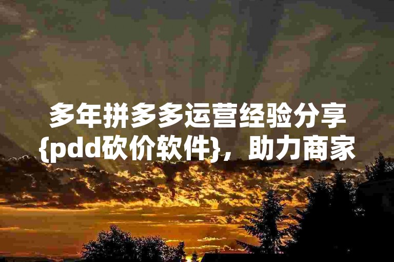 多年拼多多运营经验分享{pdd砍价软件}，助力商家提升销量。