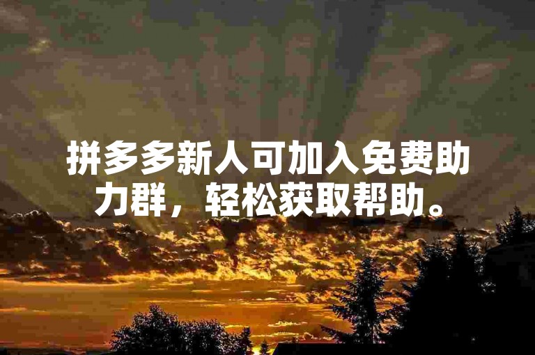 拼多多新人可加入免费助力群，轻松获取帮助。
