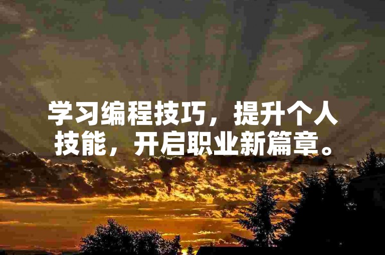 学习编程技巧，提升个人技能，开启职业新篇章。