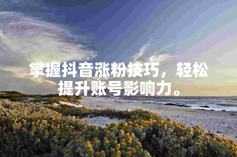掌握抖音涨粉技巧，轻松提升账号影响力。