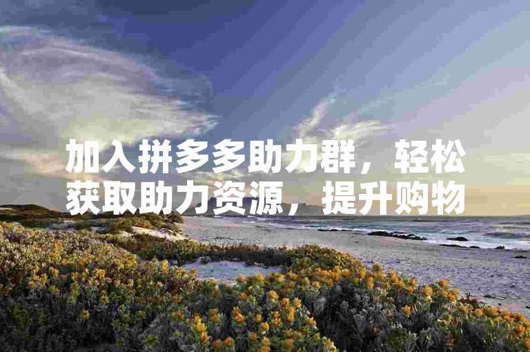 加入拼多多助力群，轻松获取助力资源，提升购物体验。