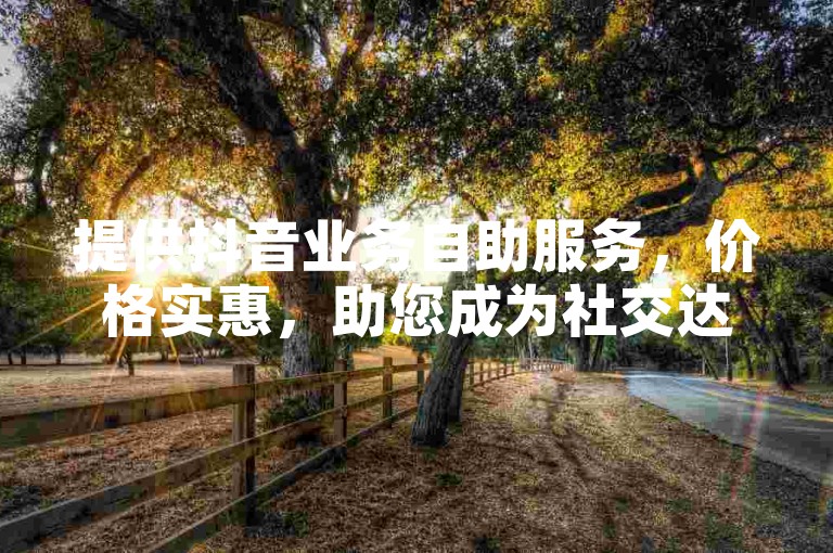 提供抖音业务自助服务，价格实惠，助您成为社交达人。